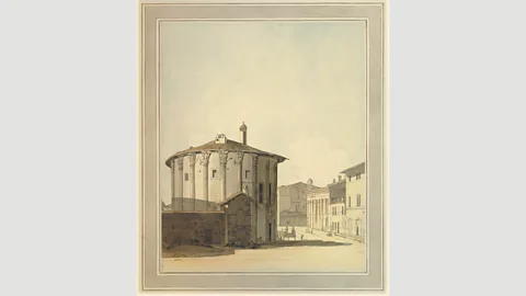 The Trustees of the British Museum Towne’s 1781 sketch of Rome’s Temple of Vesta shows the piazza looking desolate, practically abandoned (Credit: The Trustees of the British Museum)