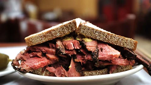 Spencer Platt/Getty Katz’s sells more than 10,000 pounds of pastrami a week (Credit: Spencer Platt/Getty)