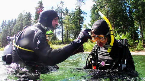 Laurel Robbins Joerg still assists Laurel on their diving trips (Credit: Laurel Robbins)