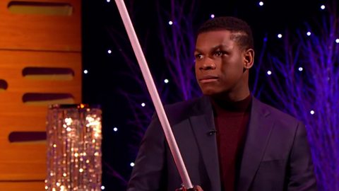 Screen grab of john Boyega on The Graham Norton Show