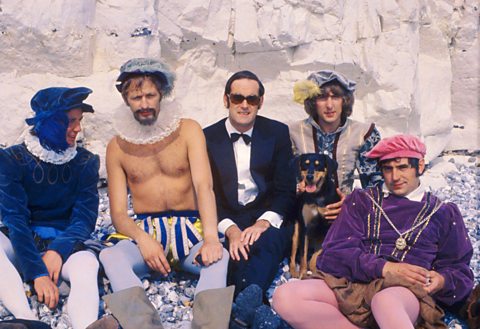 Members of Monty Python pictured during the filming of their 鶹Լ series. 