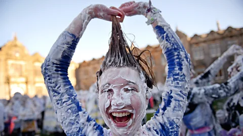 Getty Images It's not all work, work, work you know. Students at St Andrews University in Scotland celebrate Raisin Day. (Credit: Getty Images)