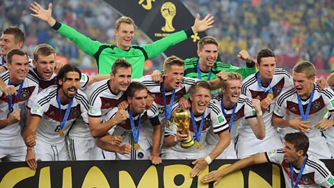 Germany celebrate with the trophy following the 2014 World Cup Final match between Germany and Argentina at Maracana Stadium on July 13, 2014 in Rio de Janeiro, Brazil.