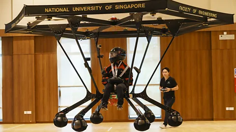 National University of Singapore Tests so far have been carried out indoors, with the Snowstorm tethered to the ground (Credit: National University of Singapore)