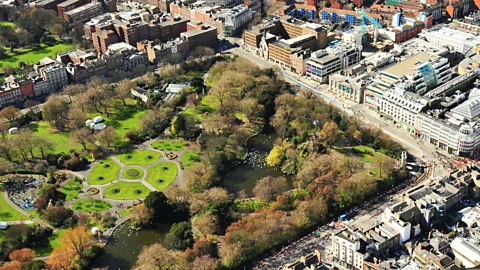 Irish Defence Forces/Getty An aerial view of St. Stephen's Green (Credit: Irish Defence Forces/Getty)