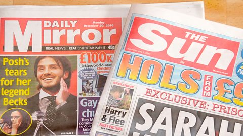 Photograph of tabloid newspapers