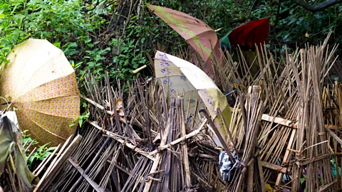 Theodora Sutcliffe Once the cages are filled, villagers move the oldest remains to an open-air ossuary (Credit: Theodora Sutcliffe)