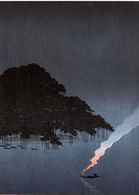 Karasaki Pines at Night, Unknown Artist, c.1900-20, woodblock print, World History Archive / Alamy Stock Photo