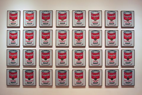 Soup Cans, Andy Warhol, 1962, Synthetic polymer paint on thirty-two canvases