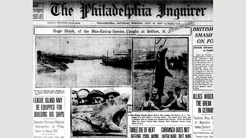 The Philadelphia Inquirer The Jersey shark attacks briefly displaced World War One from the front pages of US newspaper (Credit: The Philadelphia Inquirer)