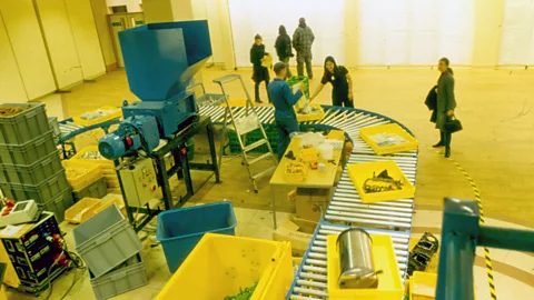 Michael Landy/Parisa Taghizadeh A team of 12 assistants helped Landy destroy his possessions in the old C&A store in London’s Oxford Street (Credit: Michael Landy/Parisa Taghizadeh)