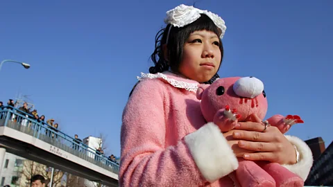 Rex Features The sub-genre of kimo-kawaii, or ‘gross-cute’, is epitomised by Gloomy, a cuddly bear whose claws are red with the blood of his owner (Credit: Rex Features)