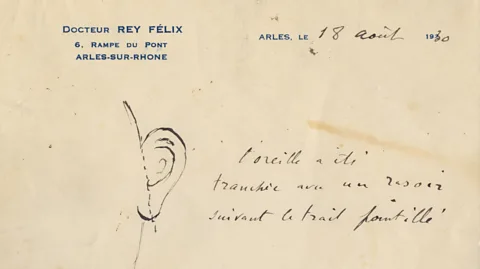AP A letter from a provincial French doctor, Félix Ray, shows how much of his ear Van Gogh sliced off in December 1888 (Credit: AP)
