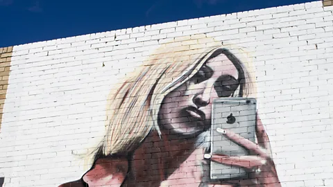 Rex Features A mural of Kim Kardashian's infamous naked selfie, reportedly by street artist "lushsux" painted on a wall in Gwynne Street in Cremorne, New South Wales (Credit: Rex Features)