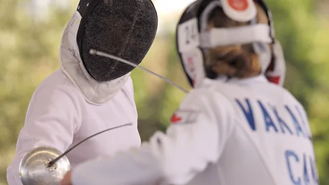 Getty Images Vakalis (right) squares off against Margaux Isaksen at the Pan American games in Mexico in 2011 (Credit: Getty Images)
