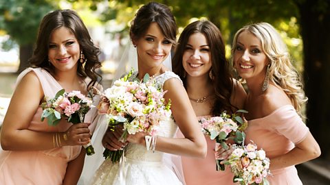 Bride with bridesmaids