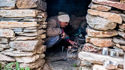 Himanshu Khagta Many families camp in the abandoned homes during the warmer months (Credit: Himanshu Khagta)