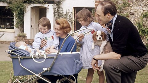 Roald Dahl, his wife Patricia, and their children Theo, Tessa and Olivia, 1962.