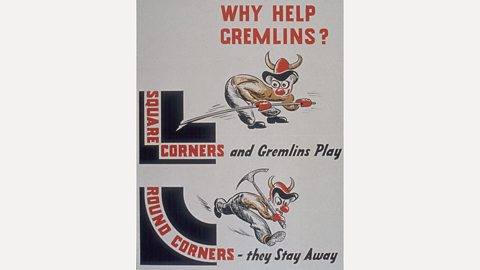 A US Navy ship poster from WW2 highlighted the dangers of so-called Gremlins.