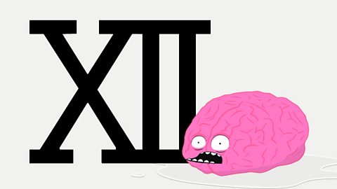 The Roman numeral XII, meaning 12, next to a brain