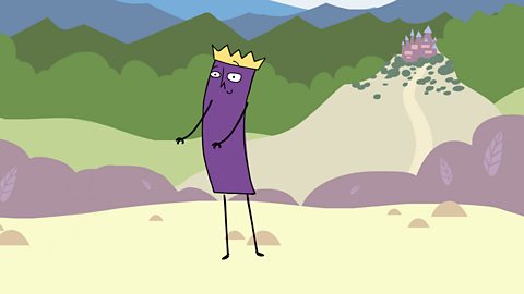 A purple character wearing a gold crown