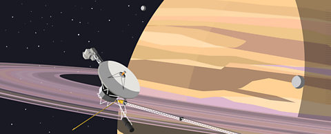 A space probe orbiting Jupiter