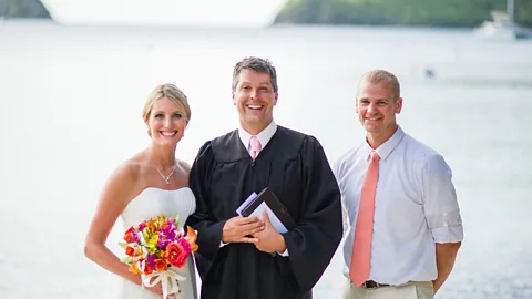 Mary Latham Photography Michael Motylinski moved to the US Virgin Islands to practise law – and now officiates at around 250 weddings a year (Credit: Mary Latham Photography)