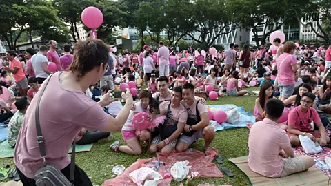 Getty Images Thousands gather at Hong Lim Park for Singapore's annual 'Pink Dot' event for the LGBT community (Credit: Getty Images)
