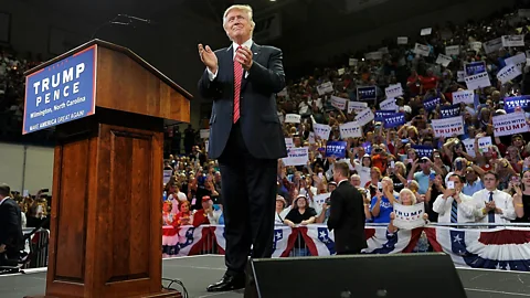 Getty Images Trump has remained staunchly faithful to his blue suits throughout the campaign, never straying into slacks or sportswear (Credit: Getty Images)