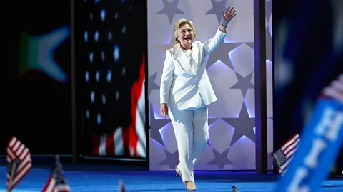 Getty Images Clinton’s white suit worn at the Democratic Convention was deconstructed by commentators in countless ways (Credit: Getty Images)