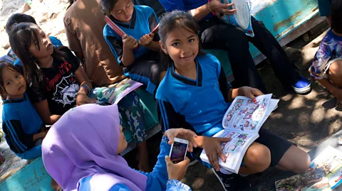 Theodora Sutcliffe “When you see a child smile and open a book, all your problems disappear” (Credit: Theodora Sutcliffe)