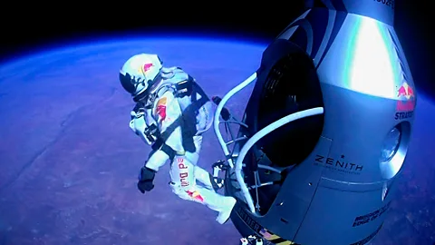 Science Photo Library Felix Baumgartner carried out his record-setting skydive after floating to the leap-point in a high-altitude balloon (Credit: Science Photo Library)