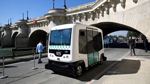 Getty Images Autonomous vehicles like this driverless passenger pod in Paris are being rolled out in cities across the world (Credit: Getty Images)