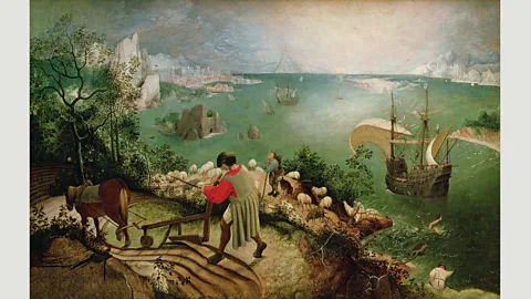 Wikipedia In Landscape with the Fall of Icarus, the mythological figure can just be made out splashing into the sea (Credit: Wikipedia)