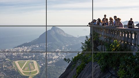 A scene in Rio de Janeiro with a rule of thirds grid superimposed over the top