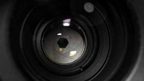 A close up of a camera's aperture