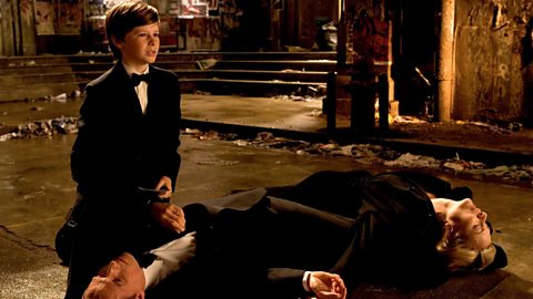 Gus Lewis as a young Bruce Wayne in Batman Begins