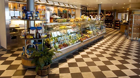 Getty Images The World, a residential cruise ship, has its own grocery, among other things. (Credit: Getty Images)