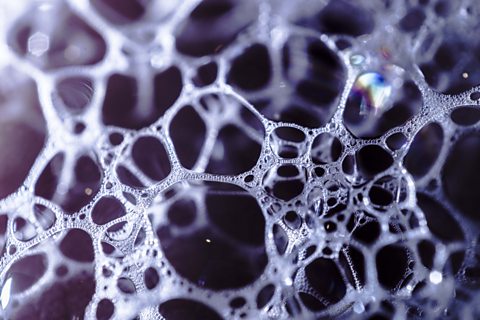 Closeup photograph of foam bubbles