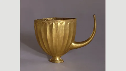 The Trustees of the British Museum The first reported consumption of beer – prepared using apparatus like this gold sieve –  comes from Mesopotamia (Credit: The Trustees of the British Museum)