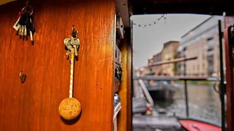 Tom Watkins A telltale sign someone is a houseboat owner: when their key ring floats (Credit: Tom Watkins)