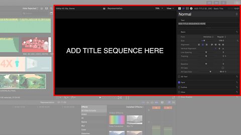 Screenshot of the titling tool from video editing software