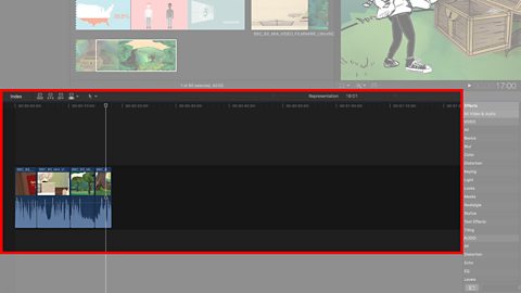 Screenshot of a timeline from video editing software