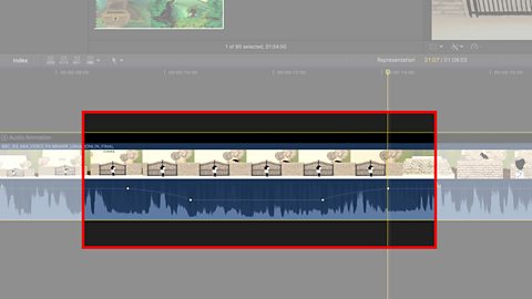 Screenshot of audio keyframes from video editing software