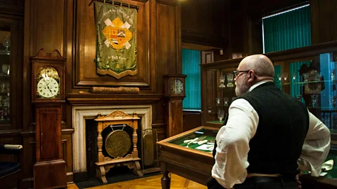 Amanda Ruggeri The curator of the Grand Lodge of Scotland, Robert Cooper, looks over the lodge’s museum (Credit: Amanda Ruggeri)