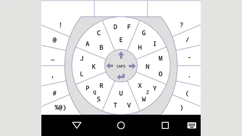 Wikipedia The TouchOne layout for smartphones places the entire alphabet in sequential order, but organized like an old-fashioned rotary dial (Credit: Wikipedia)