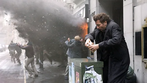 Alamy/Universal Pictures The bomb blast that opens Children of Men is horribly credible – it was shot on location in London (Credit: Alamy/Universal Pictures)