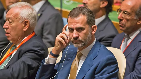 Alamy Spanish King Felipe VI listens to a translation at the UN (Credit: Alamy)