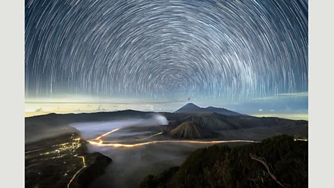 Grey Chow This time-lapse composite photo taken in Indonesia distorts what the eye sees, creating an abstract image of the sky. (Credit: Grey Chow)