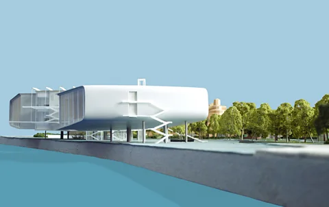 Renzo Piano Building Workshop Ultra-modern and white-glazed hulls raised on stilts stand on the site of a former car park facing the city’s bay (Credit: Renzo Piano Building Workshop)